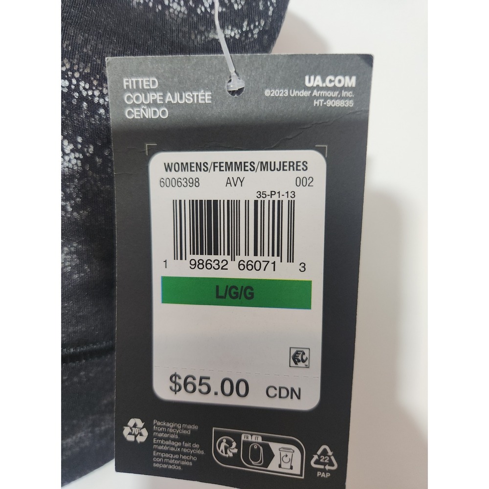 Under Armour Womens Black Metallic Print Sports Top Integrated Bra Size Large - Picture 6 of 7